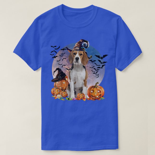 Dog Halloween Beagle Jack O Lantern Pumpkin Moon  T-Shirt (Design Front)