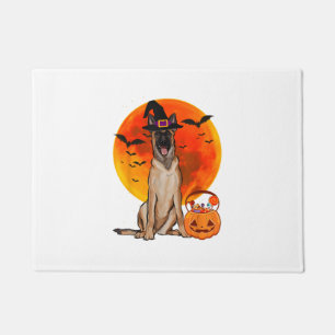 Dog Halloween Belgian Malinoi Jack O Lantern Pumpk Doormat
