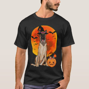 Dog Halloween Belgian Malinoi Jack O Lantern Pumpk T-Shirt