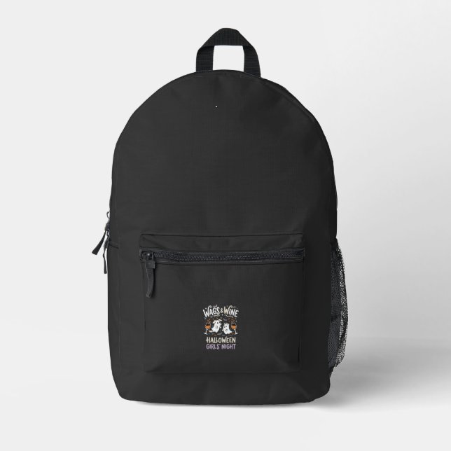 Dog Halloween Boo Crew Printed Backpack (Front)