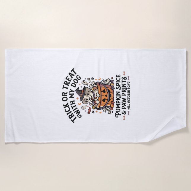 Dog Halloween Candy Night Beach Towel (Front)