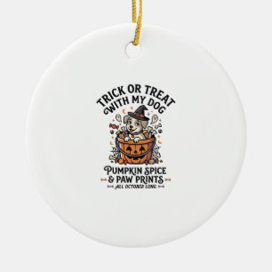 Dog Halloween Candy Night Ceramic Ornament