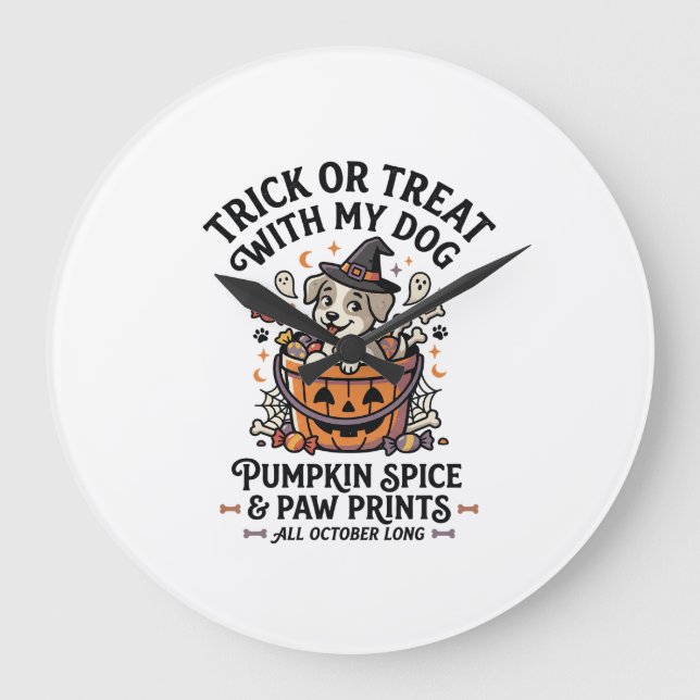 Dog Halloween Candy Night Large Clock (Front)