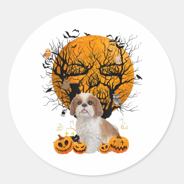 Dog Halloween Classic Round Sticker (Front)