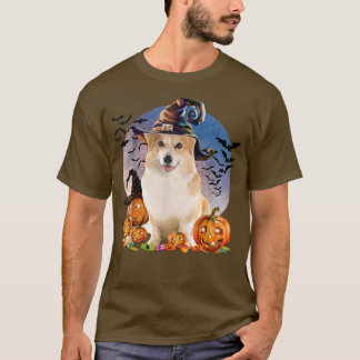 Dog Halloween Corgi Jack O Lantern Pumpkin Moon T-Shirt