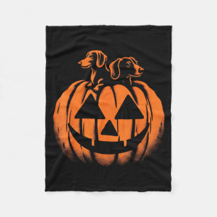 Dog Halloween Dachshund Jack O Lantern Pumpkin Fleece Blanket