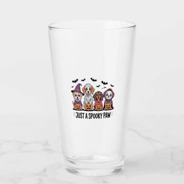 Dog Halloween Just a Spooky Paw 2 Glass (Front)