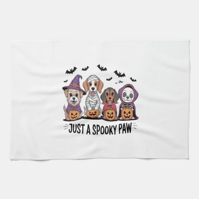 Dog Halloween Just a Spooky Paw 2 Kitchen Towel (Horizontal)