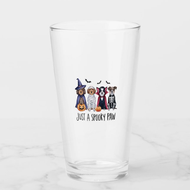 Dog Halloween Just a Spooky Paw Glass (Front)