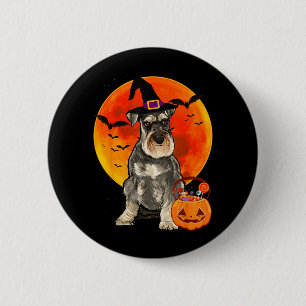 Dog Halloween Miniature Schnauzer Jack O Lantern 2 Inch Round Button