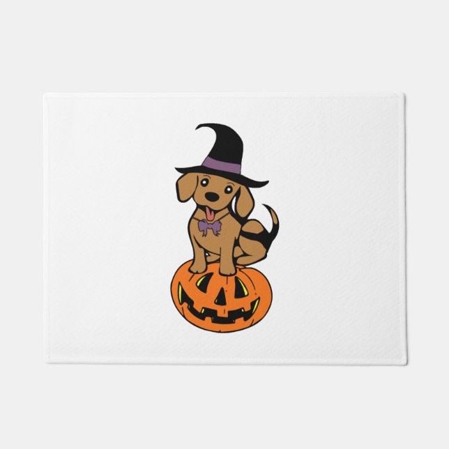dog halloween pumpkin face doormat (Front)