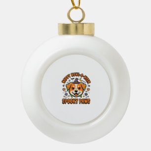 Dog Halloween Spooky Paws Ceramic Ball Christmas Ornament