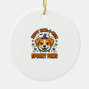 Dog Halloween Spooky Paws Ceramic Ornament