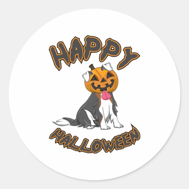 Dog Halloween T ShirtHappy Halloween Dog T Shirt Classic Round Sticker (Front)