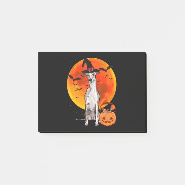 Dog Halloween Whippet Jack O Lantern Pumpkin T-Shi Post-it Notes (Front)