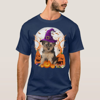 Dog Halloween Yorkipoo Dog Jack O Lantern Pumpkin T-Shirt