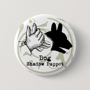 Dog Hand Puppet Shadow Games Vintage 2 Inch Round Button