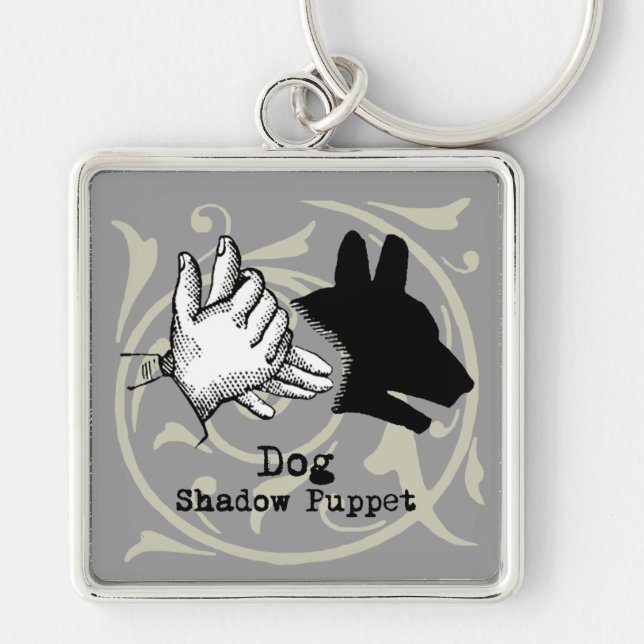 Dog Hand Puppet Shadow Games Vintage Keychain (Front)