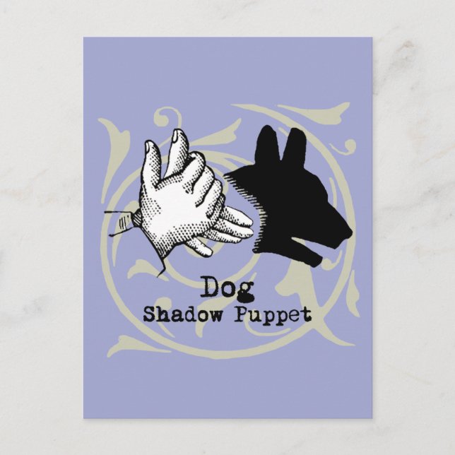 Dog Hand Puppet Shadow Games Vintage Postcard (Front)