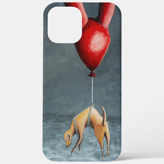 Dog hanging from a red balloon.  Case-Mate iPhone case (Back)