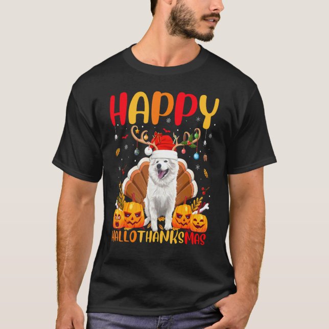 Dog   Happy American Eskimo Dog Hellothanksmas T-Shirt (Front)