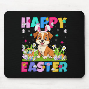 Dog Happy Easter Egg Hunt Bunny Ear Dog Easter Mouse Pad