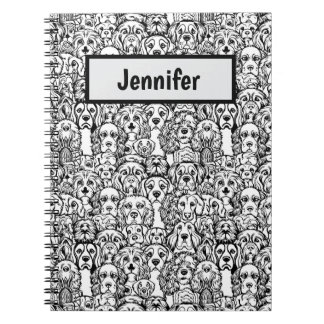 Dog Head Pattern Personalized Notebook