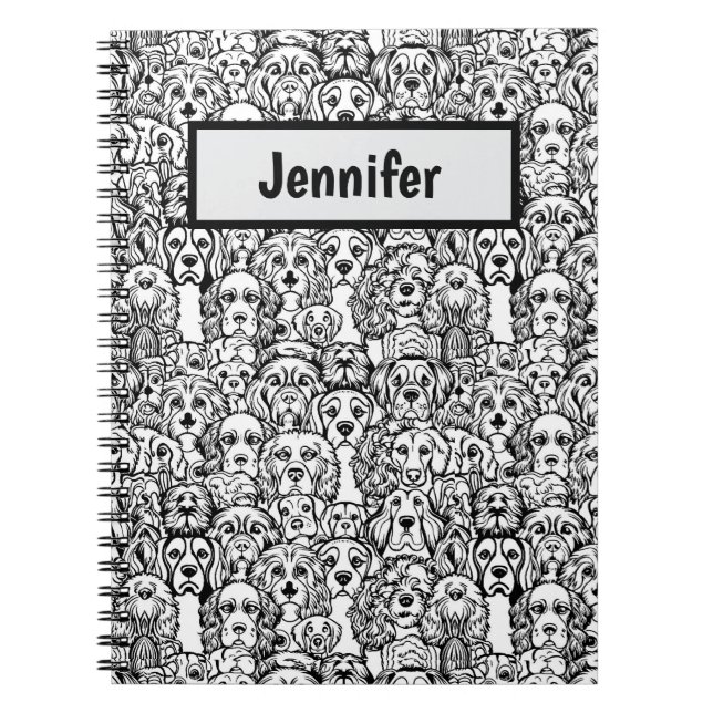 Dog Head Pattern Personalized Notebook (Front)