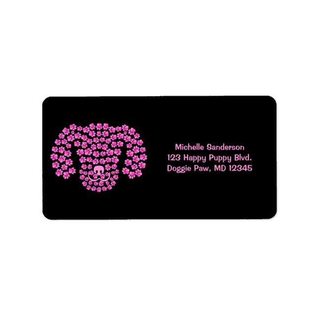 Dog Head Pawprints / Hot Pink & Black / Label (Front)