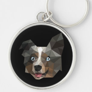Dog Head Polygonal Design Keychain