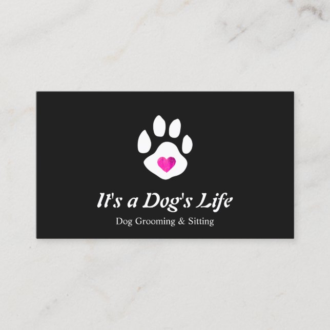 Dog Heart Paw Pet Sitting and Grooming Business Card (Front)