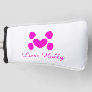 Dog heart paw pink pet add name text animal cat na golf head cover