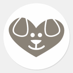 Dog Heart Warm Grey Sticker