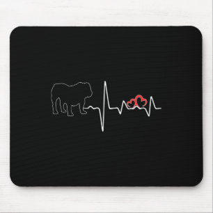 Dog Heartbeat Love For Dogs Lover Bulldog  Mouse Pad