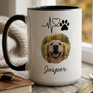 Dog Heartbeat Paw Print Pet Remembrance Gift Mug