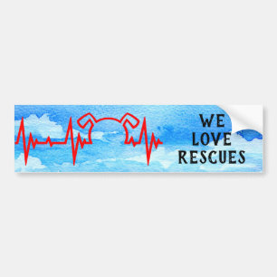 Dog Heartbeat, We love rescues, cloudy sky Bumper Sticker