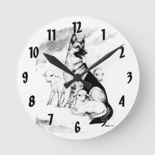 Dog Heaven, the Master's Flock Round Clock