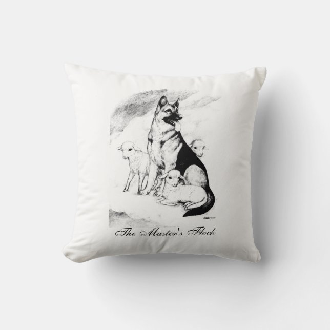 Dog Heaven, the Master's Flock Throw Pillow (Front)