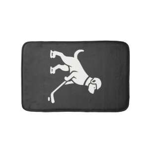 Dog Hockey Player Silhouette Bath Mat