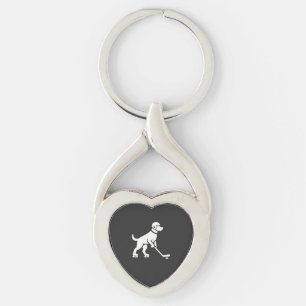 Dog Hockey Player Silhouette  Keychain