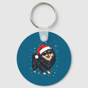 Dog Holiday Meranian Dog Santa Illustration - Fluf Keychain