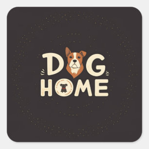 Dog Home Text Style with Dog Icon Sticker