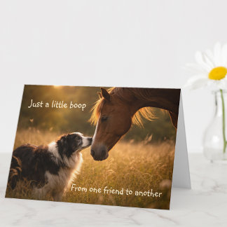 Dog & Horse Friends Boop Warm Wishes Greeting Card