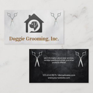Dog House and Scissors   Groomer Trainer Business Card