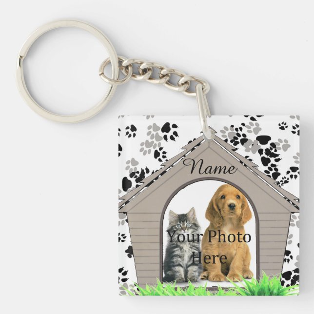 Dog House Custom Memorial Keychain (Front)