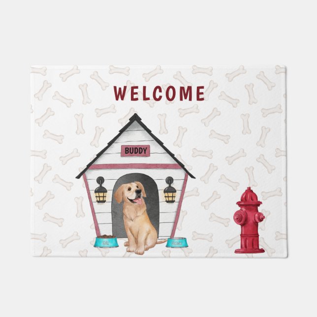 Dog House & Golden Retriever  Doormat (Front)