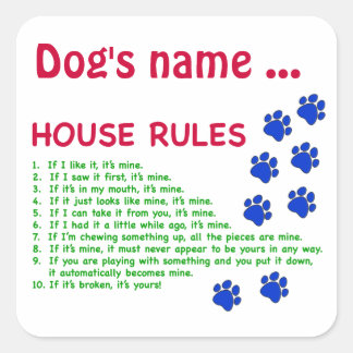 Dog House Rules - rules to live by Square Sticker