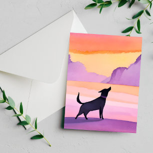 Dog Howl   Black Dog Watercolor Silhouette Card
