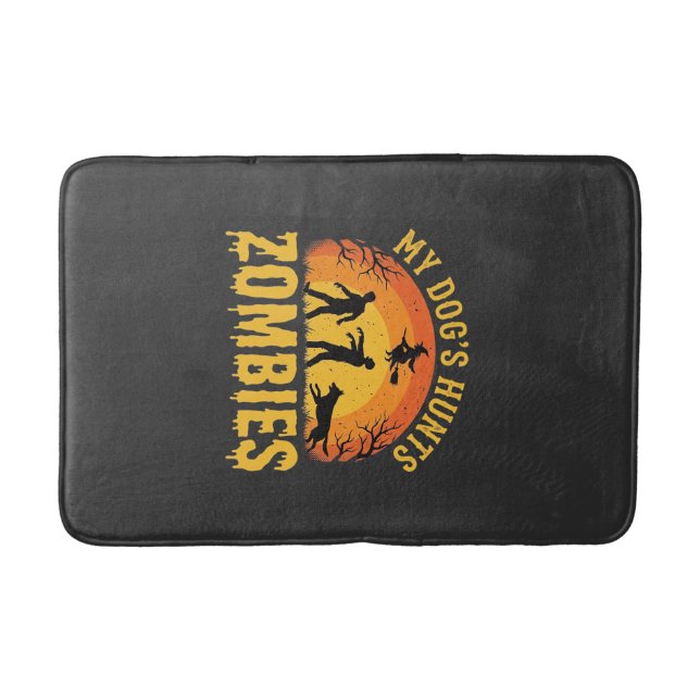 Dog Hunts Zombies Halloween Design Bath Mat (Front)