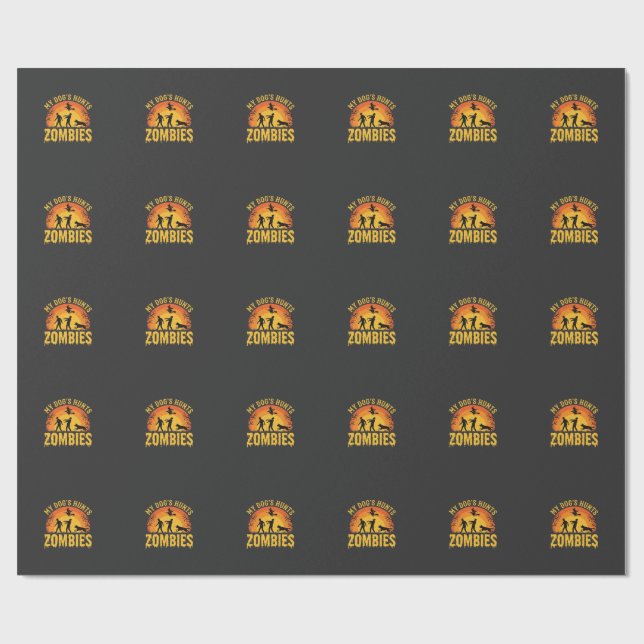 Dog Hunts Zombies Halloween Design Wrapping Paper (Flat)